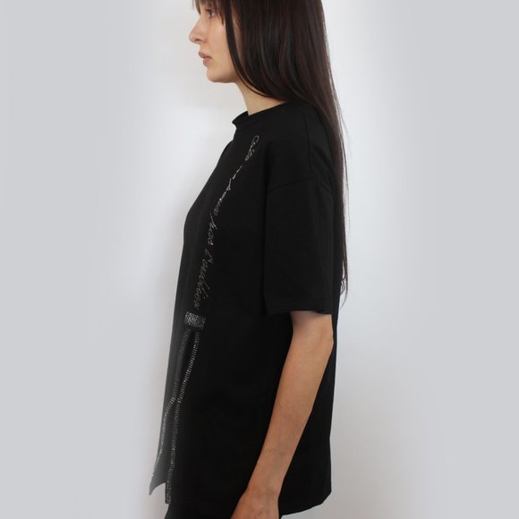 Cut-Out Rhinestone Script Trim Top T-56 - Picture 14 of 16